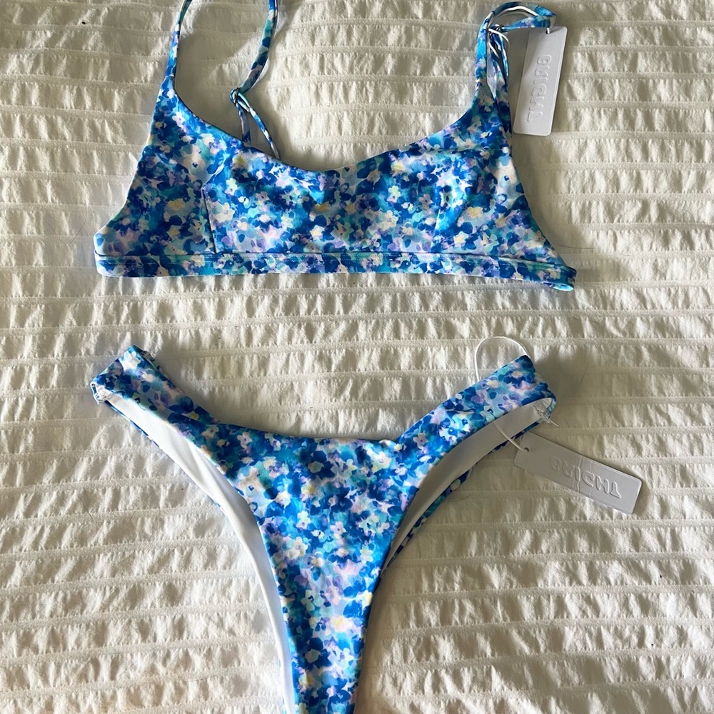 Blue Floral Bikini Set